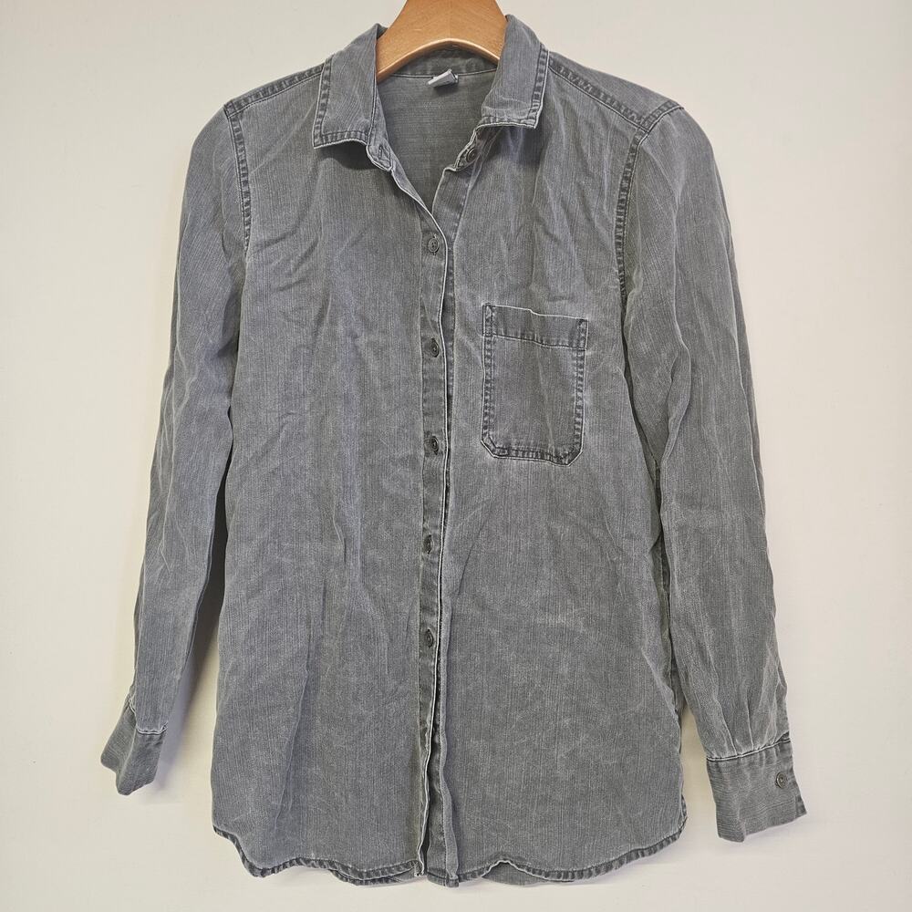 Old Navy Gray‎ Long Sleeve Button Front Shirt Size XS Women's Casual Minimalist